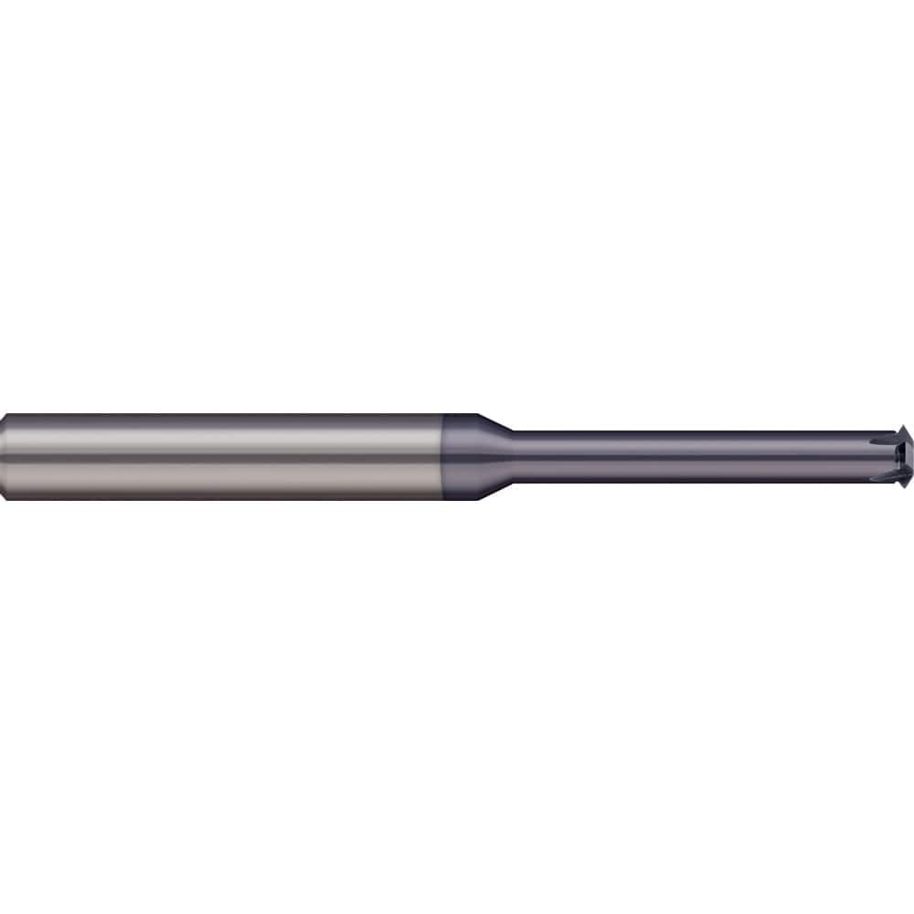 Micro 100 - Single Profile Thread Mills; Maximum Threads Per Inch: 56 ; Minimum Threads Per Inch: 24 ; Thread Type: Internal/External ; Minimum Nominal Diameter (Inch): #10 ; Cutting Diameter (Inch): 9/64 ; Shank Diameter (Inch): 3/16 - Exact Tooling