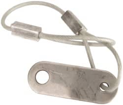 Made in USA - 6" Long, Steel Cable Loop & Tab with Hole End, Quick Release Pin Lanyard - 3/64" Cable Diam, 13/64" Hole Diam, Nylon Cable, Galvanized Finish - Exact Tooling