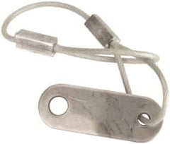 Made in USA - 6" Long, Steel Cable Loop & Tab with Hole End, Quick Release Pin Lanyard - 3/64" Cable Diam, 13/64" Hole Diam, Nylon Cable, Galvanized Finish - Exact Tooling