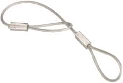 Made in USA - 6" Long, Steel Cable Loop & Loop End, Quick Release Pin Lanyard - 3/64" Cable Diam, Nylon Cable, Galvanized Finish - Exact Tooling