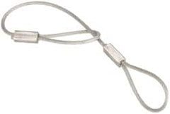 Made in USA - 6" Long, Steel Cable Loop & Loop End, Quick Release Pin Lanyard - 3/64" Cable Diam, Nylon Cable, Galvanized Finish - Exact Tooling