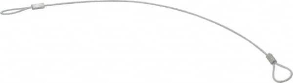 Made in USA - 12" Long, Steel Cable Loop & Loop End, Quick Release Pin Lanyard - 3/64" Cable Diam, Nylon Cable, Galvanized Finish - Exact Tooling