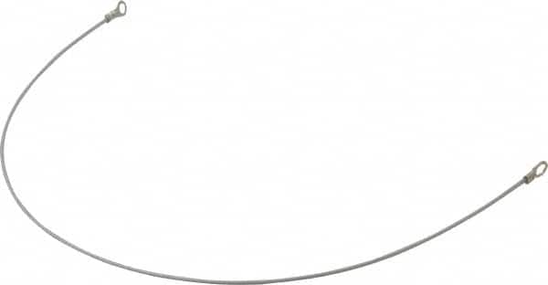 Made in USA - 18" Long, Steel Cable Eye & Eye End, Quick Release Pin Lanyard - 3/64" Cable Diam, #10 Hole Diam, Nylon Cable, Galvanized Finish - Exact Tooling