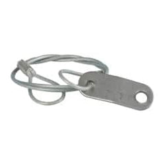 Made in USA - 18" Long, Steel Cable Loop & Tab with Hole End, Quick Release Pin Lanyard - 3/64" Cable Diam, 13/64" Hole Diam, Nylon Cable, Galvanized Finish - Exact Tooling