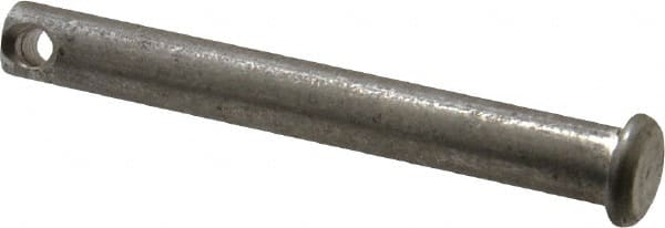 Made in USA - 5/16" Pin Diam, 2-1/2" OAL, Standard Clevis Pin - 9/64" Hole, 2-23/64" Usable Length, Uncoated Stainless Steel - Exact Tooling