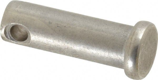 Made in USA - 3/8" Pin Diam, 1-1/8" OAL, Standard Clevis Pin - 5/32" Hole, 31/32" Usable Length, Uncoated Stainless Steel - Exact Tooling