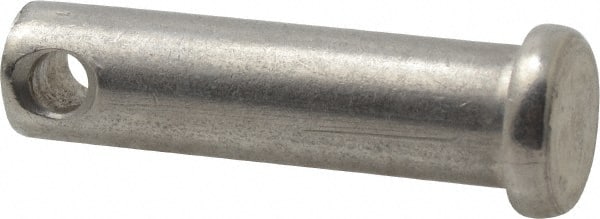 Made in USA - 3/8" Pin Diam, 1-3/8" OAL, Standard Clevis Pin - 5/32" Hole, 1-7/32" Usable Length, Uncoated Stainless Steel - Exact Tooling