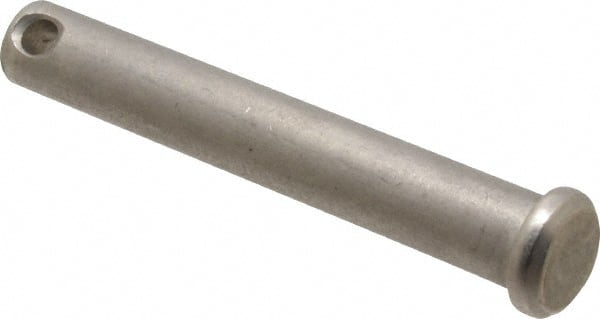 Made in USA - 3/8" Pin Diam, 2-1/2" OAL, Standard Clevis Pin - 5/32" Hole, 2-11/32" Usable Length, Uncoated Stainless Steel - Exact Tooling
