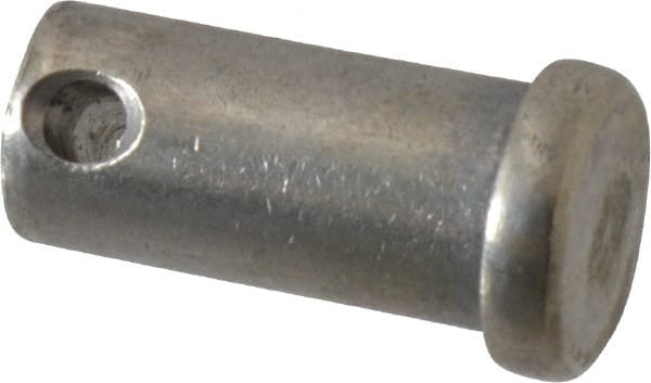 Made in USA - 1/2" Pin Diam, 1" OAL, Standard Clevis Pin - 5/32" Hole, 27/32" Usable Length, Uncoated Stainless Steel - Exact Tooling