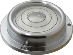 Geier & Bluhm, Inc. - 2-3/4 Inch Base Diameter x 0.69 Inch Overall Height, 3 Circles, Brass Bull's Eye Circular Level - 2-7/32 Inch Inner Diameter, 0.14 Inch Mounting Hole Diameter, 30 min Sensitivity, -40 to 150°F - Exact Tooling