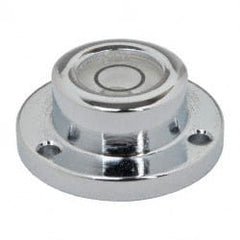 Geier & Bluhm, Inc. - 3/4 Inch Base Diameter x 0.31 Inch Overall Height, 1 Circle, Brass Bull's Eye Circular Level - 0.18 Inch Vial Diameter, 5/16 Inch Inner Diameter, 0.076 Inch Mounting Hole Diameter, 0.1 Inch Sensitivity, -40 to 165°F - Exact Tooling