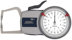 SPI - 10mm Max Measurement, 0.01mm Graduation, Outside Dial Caliper Gage - 35mm Leg Length, 0.02mm Accuracy - Exact Tooling