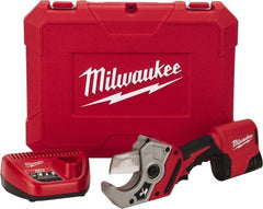 Milwaukee Tool - 2" Pipe Capacity, M12 PVC Shear - Cuts Flexible Rubber, PVC, Plastic - Exact Tooling