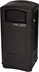 Rubbermaid - 35 Gal Black Rectangle Decorative Waste Receptacle With Top - 1,044mm High x 543.56mm Long x 515.62mm Wide - Exact Tooling