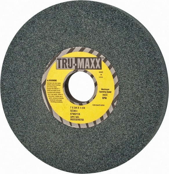 Tru-Maxx - 7" Diam x 1-1/4" Hole x 3/4" Thick, I Hardness, 80 Grit Surface Grinding Wheel - Silicon Carbide, Type 5, Medium Grade, 3,600 Max RPM, Vitrified Bond, One-Side Recess - Exact Tooling