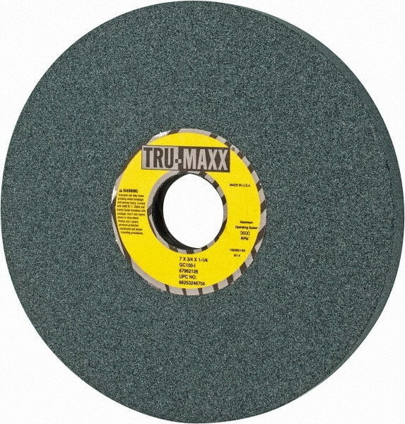 Tru-Maxx - 7" Diam x 1-1/4" Hole x 3/4" Thick, I Hardness, 100 Grit Surface Grinding Wheel - Silicon Carbide, Type 5, Fine Grade, 3,600 Max RPM, Vitrified Bond, One-Side Recess - Exact Tooling