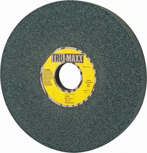 Tru-Maxx - 7" Diam x 1-1/4" Hole x 1" Thick, I Hardness, 80 Grit Surface Grinding Wheel - Silicon Carbide, Type 5, Medium Grade, 3,600 Max RPM, Vitrified Bond, One-Side Recess - Exact Tooling