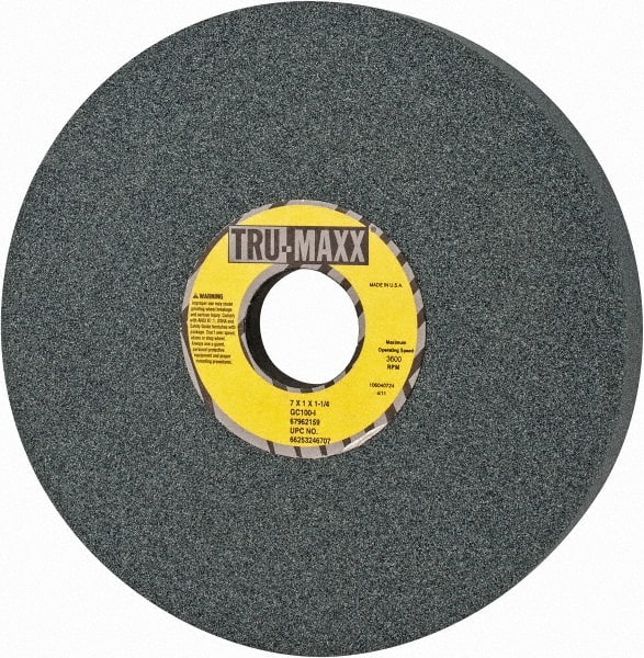 Tru-Maxx - 7" Diam x 1-1/4" Hole x 1" Thick, I Hardness, 100 Grit Surface Grinding Wheel - Silicon Carbide, Type 5, Fine Grade, 3,600 Max RPM, Vitrified Bond, One-Side Recess - Exact Tooling