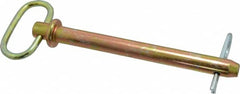Made in USA - 5/8" Pin Diam, 6-1/2" Long, Zinc Plated Steel Pull Ring Hitch Pin - 5-3/4" Usable Length - Exact Tooling