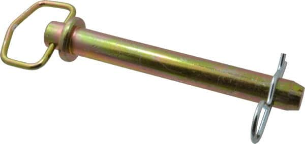 Made in USA - 1" Pin Diam, 8" Long, Zinc Plated Steel Pull Ring Hitch Pin - 7" Usable Length - Exact Tooling