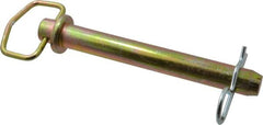 Made in USA - 1" Pin Diam, 8" Long, Zinc Plated Steel Pull Ring Hitch Pin - 7" Usable Length - Exact Tooling