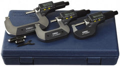 Fowler - 0 to 3" Range, 0.001mm Resolution, IP54, Electronic Outside Micrometer Sets - 0.0001" Accuracy, Friction Thimble, - Exact Tooling