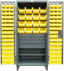 Strong Hold - 1 Shelf 110 Bin Storage Cabinet - Steel, 36" Wide x 24" Deep x 78" High, Dark Gray - Exact Tooling