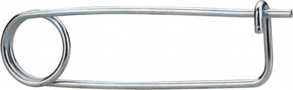 Made in USA - 3-3/4" Usable Length Spring Steel Standard Safety Pin - 5-3/4" OAL, 0.148" Wire Diam, 1-1/8" Inside Clearance, Zinc-Plated - Exact Tooling