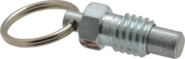 Gibraltar - 3/8-16, 0.31" Thread Length, 1/4" Plunger Diam, 0.28" Plunger Projection, 0.75 Lb Init to 3 Lb Final End Force, Steel Pull Ring Plunger - 0.44" Len Under Head, 0.63" Body Len, 3/4" Ring Diam, 0.82" Plunger Len, 0.38" Hex, 0.19" Head Height - Exact Tooling