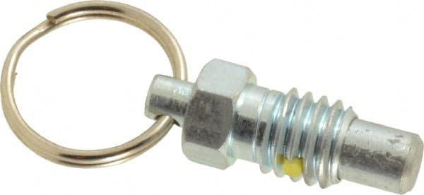 Gibraltar - 3/8-16, 0.31" Thread Length, 1/4" Plunger Diam, 0.28" Plunger Projection, 0.75 Lb Init to 3 Lb Final End Force, Steel Pull Ring Plunger - Exact Tooling