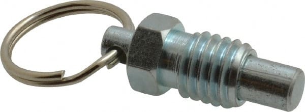 Gibraltar - 1/2-13, 0.43" Thread Length, 0.31" Plunger Diam, 0.38" Plunger Projection, 1 Lb Init to 4 Lb Final End Force, Steel Pull Ring Plunger - 0.56" Len Under Head, 0.81" Body Len, 1" Ring Diam, 1.06" Plunger Len, 1/2" Hex, 1/4" Head Height - Exact Tooling