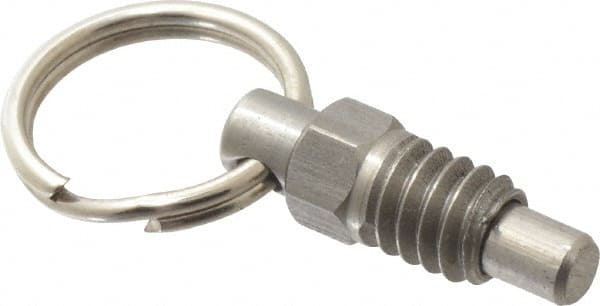 Gibraltar - 1/4-20, 0.31" Thread Length, 0.16" Plunger Diam, 0.19" Plunger Projection, 0.5 Lb Init to 2 Lb Final End Force, Stainless Steel Pull Ring Plunger - Exact Tooling