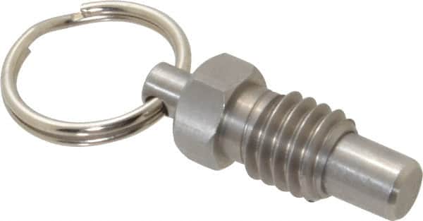 Gibraltar - 3/8-16, 0.31" Thread Length, 1/4" Plunger Diam, 0.28" Plunger Projection, 0.75 Lb Init to 3 Lb Final End Force, Stainless Steel Pull Ring Plunger - Exact Tooling