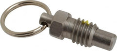 Gibraltar - 3/8-16, 0.31" Thread Length, 1/4" Plunger Diam, 0.28" Plunger Projection, 0.75 Lb Init to 3 Lb Final End Force, Stainless Steel Pull Ring Plunger - Exact Tooling
