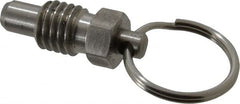 Gibraltar - 1/2-13, 0.41" Thread Length, 0.31" Plunger Diam, 0.38" Plunger Projection, 1 Lb Init to 4 Lb Final End Force, Stainless Steel Pull Ring Plunger - 0.56" Len Under Head, 0.81" Body Len, 1" Ring Diam, 1.06" Plunger Len, 1/2" Hex, 1/4" Head Height - Exact Tooling