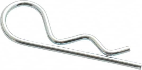 Made in USA - 3/16 to 1/4" Shaft Diam, 15/16" Long, 0.042" Wire Diam, Hair Pin Cotter - Grade 2 Spring Steel, Zinc-Plated Finish - Exact Tooling