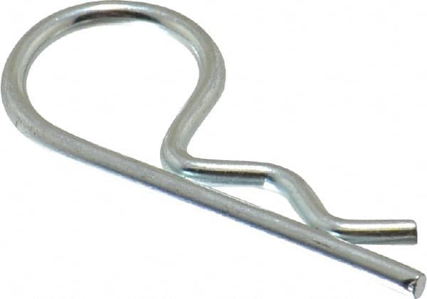Made in USA - 3/8 to 7/16" Shaft Diam, 1-7/8" Long, 0.092" Wire Diam, Hair Pin Cotter - Grade 2 Spring Steel, Zinc-Plated Finish - Exact Tooling