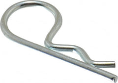Made in USA - 3/8 to 7/16" Shaft Diam, 1-7/8" Long, 0.092" Wire Diam, Hair Pin Cotter - Grade 2 Spring Steel, Zinc-Plated Finish - Exact Tooling