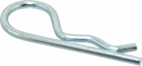 Made in USA - 5/8 to 3/4" Shaft Diam, 2-11/16" Long, 0.148" Wire Diam, Hair Pin Cotter - Grade 2 Spring Steel, Zinc-Plated Finish - Exact Tooling