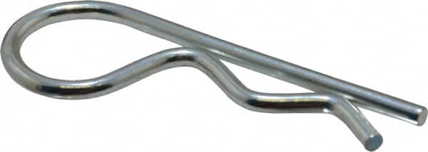 Made in USA - 7/8 to 1" Shaft Diam, 3-3/4" Long, 0.178" Wire Diam, Hair Pin Cotter - Grade 2 Spring Steel, Zinc-Plated Finish - Exact Tooling