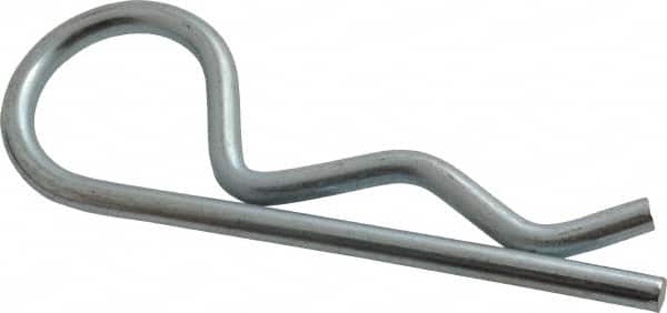 Made in USA - 1-1/8 to 1-1/2" Shaft Diam, 5" Long, 0.243" Wire Diam, Hair Pin Cotter - Grade 2 Spring Steel, Zinc-Plated Finish - Exact Tooling