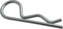 Made in USA - 1-1/8 to 1-1/2" Shaft Diam, 5" Long, 0.243" Wire Diam, Hair Pin Cotter - Grade 2 Spring Steel, Zinc-Plated Finish - Exact Tooling