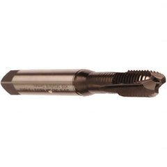 Emuge - 5/16-18 UNC, 3 Flute, Nitride Finish, Cobalt Spiral Point Tap - Modified Bottoming Chamfer, Right Hand Thread, 3.543" OAL, 0.787" Thread Length, 0.318" Shank Diam, 3BX Class of Fit, Series Rekord B - Exact Tooling