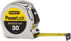 Stanley - 30' x 1" Yellow Blade Tape Measure - 1/16" Graduation, Inch Graduation Style, Silver Case - Exact Tooling
