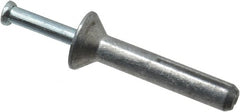 Powers Fasteners - 1/4" Diam, 1/4" Drill, 1-1/2" OAL, 7/8" Min Embedment Hammer Drive Concrete Anchor - Steel (Drive Pin)/Zamac Alloy (Body), Zinc-Plated Finish, Flat Head - Exact Tooling