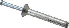 Powers Fasteners - 1/4" Diam, 1/4" Drill, 2" OAL, 7/8" Min Embedment Hammer Drive Concrete Anchor - Steel (Drive Pin)/Zamac Alloy (Body), Zinc-Plated Finish, Flat Head - Exact Tooling