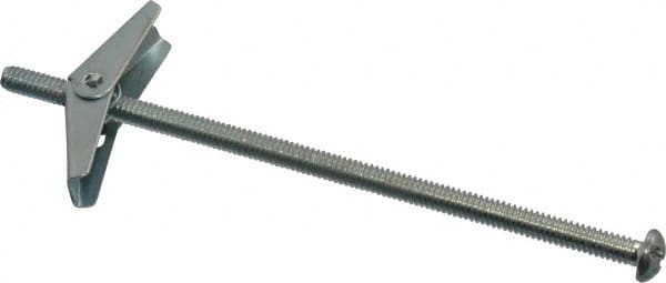 Powers Fasteners - 1/4" Screw, 1/4" Diam, 6" Long, Toggle Bolt Drywall & Hollow Wall Anchor - 5/8" Drill, Zinc Plated, Steel, Grade Zamac 7, Use in Drywall & Wallboard - Exact Tooling