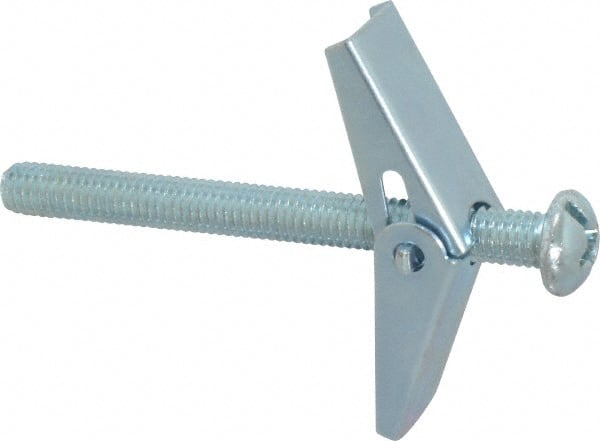 Powers Fasteners - 3/8" Screw, 3/8" Diam, 4" Long, Toggle Bolt Drywall & Hollow Wall Anchor - 7/8" Drill, Zinc Plated, Steel, Grade Zamac 7, Use in Drywall & Wallboard - Exact Tooling
