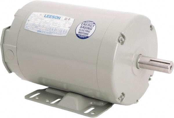 Leeson - 3 Max hp, 3,450 Max RPM, Electric AC DC Motor - 230/460 V Input, Three Phase, 145T Frame, 7/8" Shaft Diam, Rigid Base Mount, TEAO Enclosure - Exact Tooling