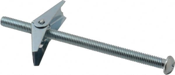 Powers Fasteners - 3/8" Screw, 3/8" Diam, 6" Long, Toggle Bolt Drywall & Hollow Wall Anchor - 7/8" Drill, Zinc Plated, Steel, Grade Zamac 7, Use in Drywall & Wallboard - Exact Tooling